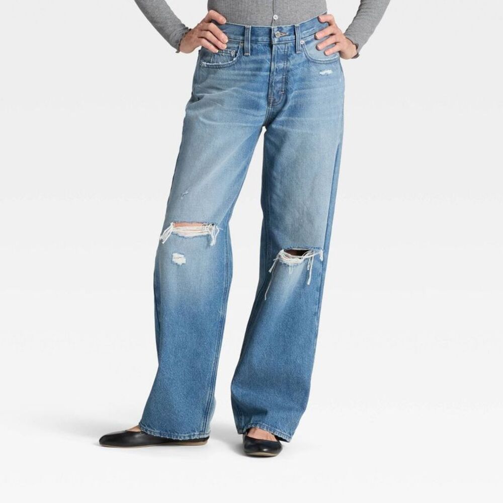 Women's Blue Distressed Jeans